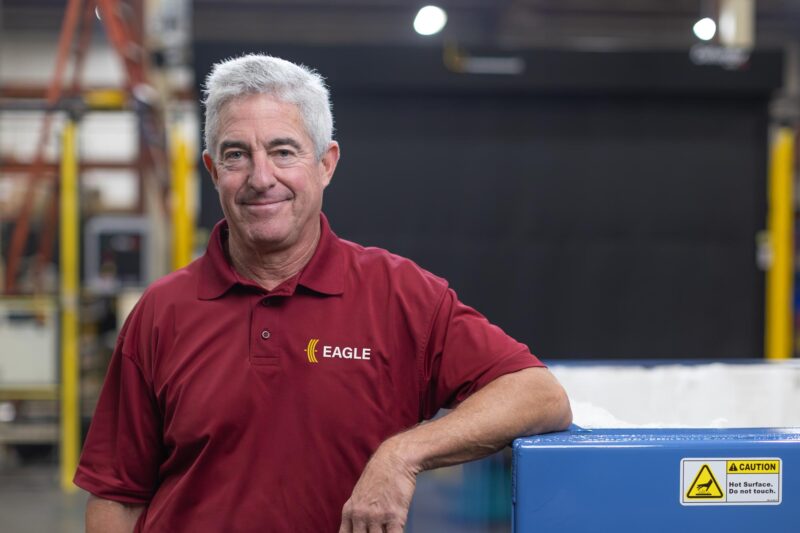 Portrait of Joe McKinley in factory