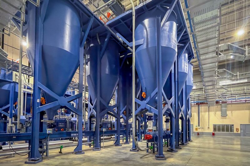 EAGLE equipment; storage silos inside factory
