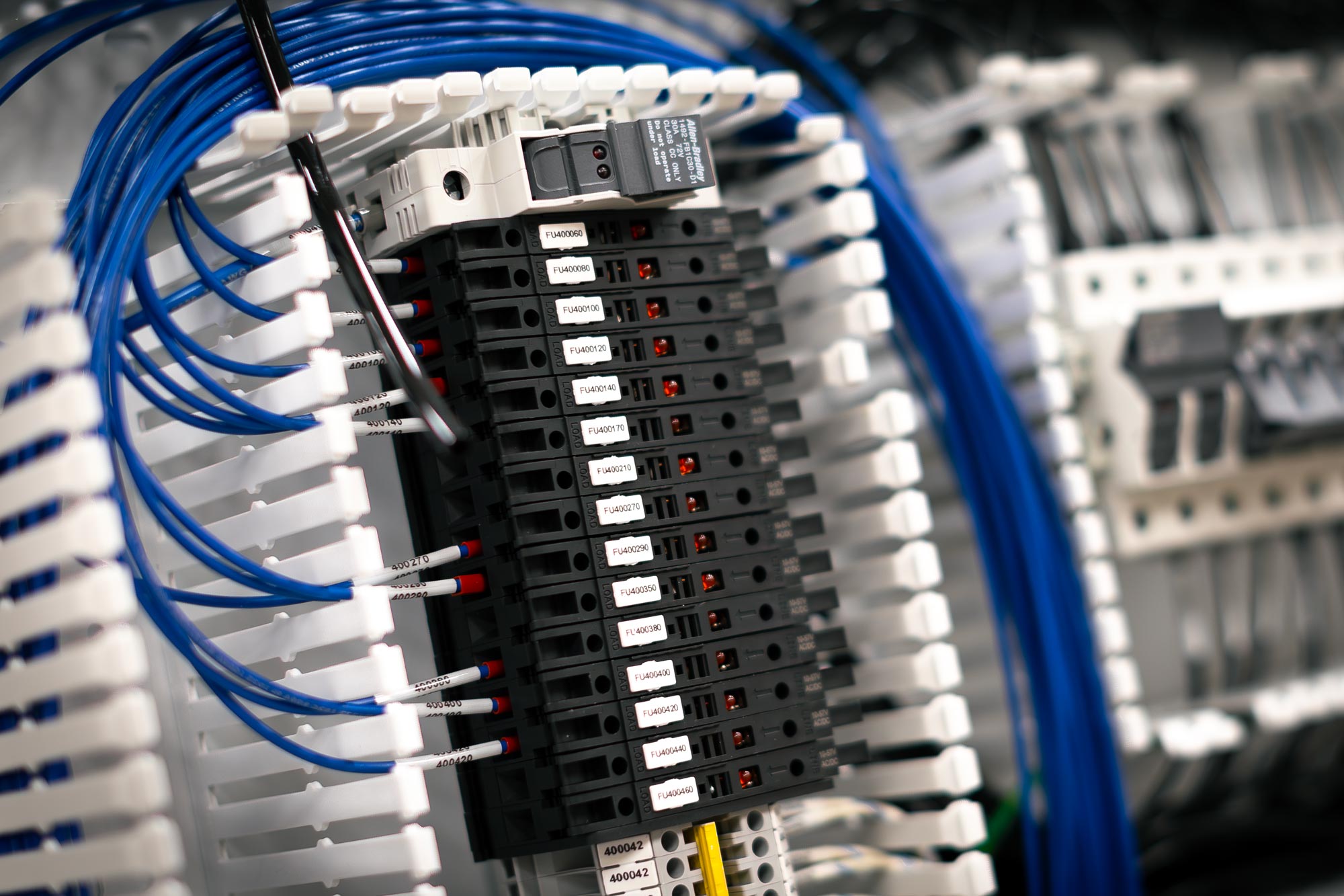 detail of electrical wiring in machine controller