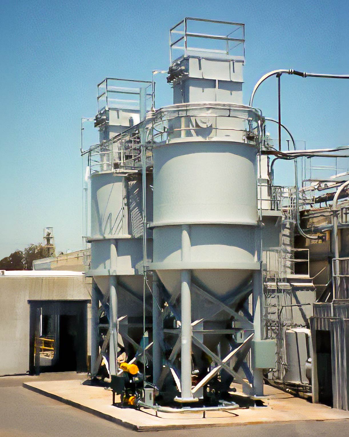 Storage silos outside a factory